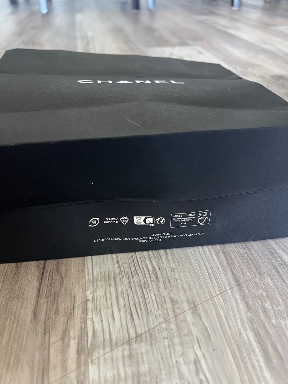 2 CHANEL Black Paper Gift Bags with White Camellia - Picture 8 of 15